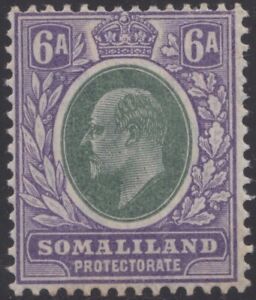 Somaliland Protectorate 1905 6a green & violet KEVII, mnh tone