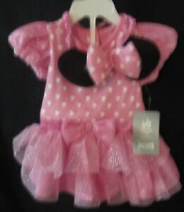 NWT Disney Store Baby Pink Minnie Mouse Dress Headband Polka Dot Size 3-6 Months
