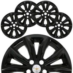 4 fits 2019-2025 Chevrolet Malibu LT 17" Black Wheel Skins Hub Caps Rim Covers - Picture 1 of 9