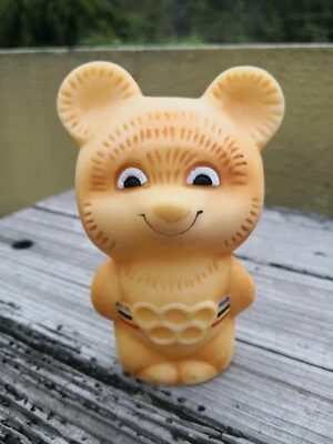VTG 1980 OLYMPIC GAMES MOSCOW RUSSIAN RARE RUBBER SQUEAKY TOY MISHA BEAR MASCOT - Image 1 of 4