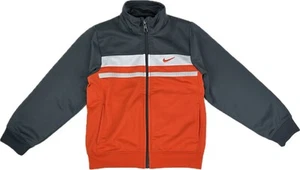 Nike Kids Grey Orange Polyester Front Zip Swoosh Logo Athletic Track Jacket Sz 5 - Picture 1 of 4
