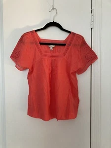 J. Blusa Crew Mezcla Seda/Algodón Coral Talla 00 Nueva - Imagen 1 de 6