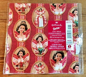 Hallmark Barbie Gift Wrap Holiday Barbie Wrapping Paper 2 Sheets NIP - Picture 1 of 3
