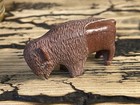 VINTAGE Zuni fetish buffalo bison pipestone turquoise eyes Estate Find NICE