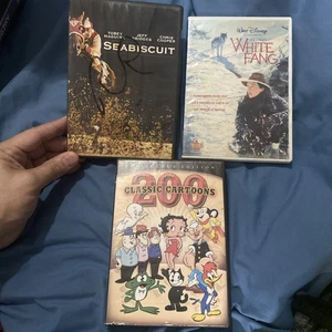 3 Dvd Lot check out all Auctions - Save On Ship White Fang Seabiscuit Cartoons - Picture 1 of 2