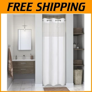 Luxury White Shower Curtain Set with Snap-in Liner - Picture 1 of 9