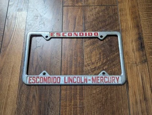 RARE Vintage Escondido California Lincoln Mercury Metal License Plate Frame - Picture 1 of 2