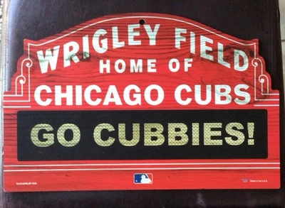 CHICAGO CUBS WOOD SIGN 11"x17"  WRIGLEY FIELD DESIGN GO CUBBIES NEW - Image 1 of 4