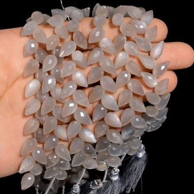 Grey Moonstone Gemstone Teardrop Shape Faceted Beads 10X6 mm Strand 4" UGB-786 - Image 1 of 4