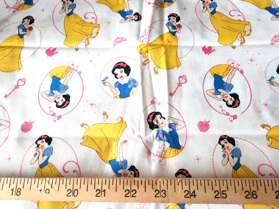 Disney Snow White Blue Bird Apple Cotton Sewing Fabric 45 " NEW - Image 1 of 1