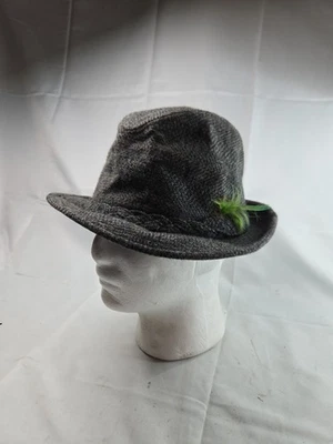 VTG STETSON Equalizer Fedora Hat Wool Blend Feather Dark Gray Tweed Men’s Size 7 - Image 1 of 4