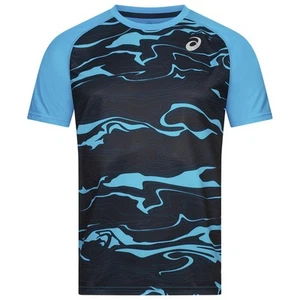 ASICS Light Top Para Hombre Sport Running Fitness Camiseta Azul Negra Nueva - Imagen 1 de 1