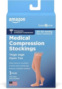 X-Large Amazon Basic Care Medical Compression Stockings, 20-30 mmHg Support, Wom - Picture 1 of 5