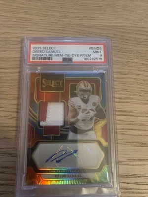 2023 Panini Select Deebo Samuel Signature Tie-Dye Prizm RPA /25 PSA 9 - Image 1 of 3