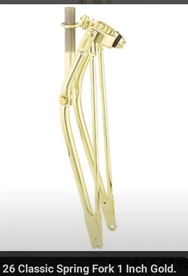 NEW CLASSIC SPRINGER FRONT END FOR 26" BEACH CRUISER BICYCLES GOLD   - Image 1 of 4