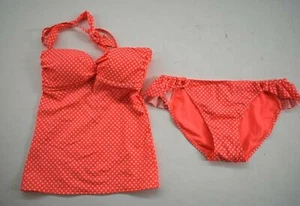 Marie Meili Womens Polka Dot Halter Twisted Swim Built In Bra Top Bottom Set M - Picture 1 of 10