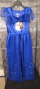 Disney Frozen Anna & Elsa-Girl's Royal Blue short sleeve nightgown size M(8) - Picture 1 of 6