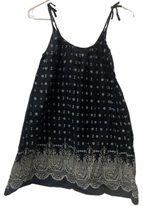 Gap Kids Paisley Cotton Sleeveless Dress Lined Black Bandana Print Size Medium - Picture 1 of 7