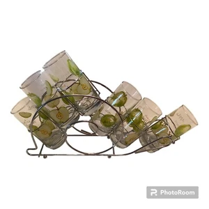 Vintage Mid-Century Chrome Glass Rack Carrier With 6 Glasses Snail Shape MCM - Picture 1 of 5
