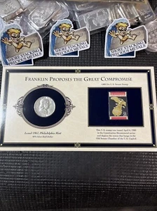 JUEGO DE MONEDAS Y SELLOS DE MEDIO DÓLAR DE PLATA FRANKLIN PROPONE EL GRAN COMPROMISO 1961P - Imagen 1 de 7