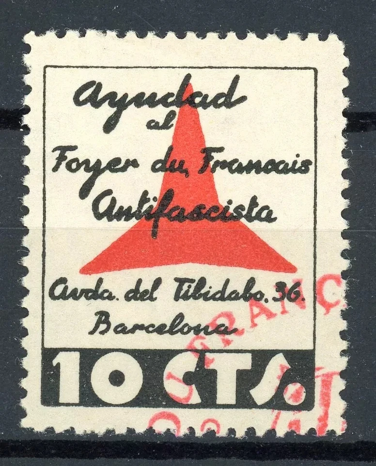 SPAIN CIVIL WAR. INTERNATIONAL BRIGADES, 10 CTS, BARCELONA POSTMARK. - Image 1 of 1