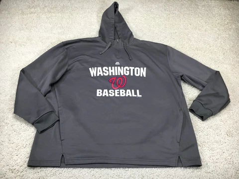 Washington Nationals Sweater Mens 2XL XXL Gray Baseball MLB Sweatshirt Hoodie Cover