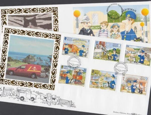 Isle of Man 1994 Benham Silk FDCs Full Set MS Postman Pat & Cat Limited Edition - Picture 1 of 5