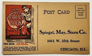 EARLY SPIEGEL, MAY, STERN, CO. ADVERTISEMENT POSTCARD "BUYING POWER" SUPERHERO