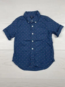 Gap Baby Boy Size 4 Blue Polka Dot Button Down Shirt - Picture 1 of 5