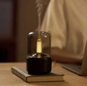 Candlelight Aroma Diffuser Portable Electric Air Humidifier Cool Mist *Black* - Picture 1 of 9