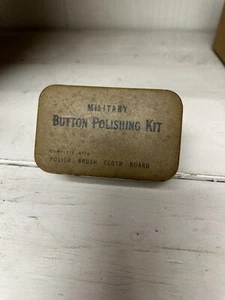 Vintage Metal Box MILITARY BUTTON POLISHING KIT With Buttons - Picture 1 of 5