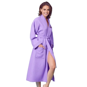 Albornoz kimono largo de algodón gofre Elegani para mujer, lavanda - Imagen 1 de 2