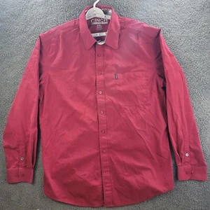 Cinch Modern Fit Shirt Mens 2XL Red Blue Pinstriped Long Sleeve Button Western - Picture 1 of 12