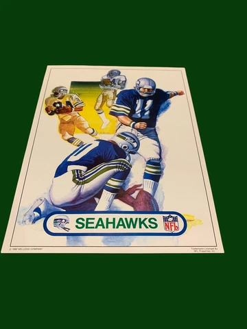 Seattle Seahawks Wall Art from 1982 Kellogg's Poster - 8x10.5 Color Photo Cover