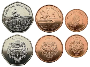 GUYANA - JUEGO DE 3 MONEDAS 1 - 10 DÓLARES 2012-2015 SIN CIRCULAR - Imagen 1 de 1