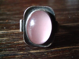 feiner eleganter Art Deco Ring rosa Rosenquarz 925er Silber RG 51 / 52 16,25 mm - Picture 1 of 3