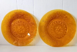 Teller 2 Diadem Glas Co "Sandwich" 1970-98 Home Partys Braunglas Mittagessen 9" - Bild 1 von 7