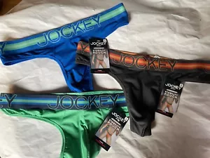 Jockey Sport Breathable Mesh Stability Pouch Thong Microfiber New Blue Green - Picture 1 of 10