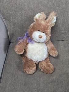 Gund Bobtail Cream 36324 Bunny Rabbit Plush 14" Purple Ribbon - Picture 1 of 1