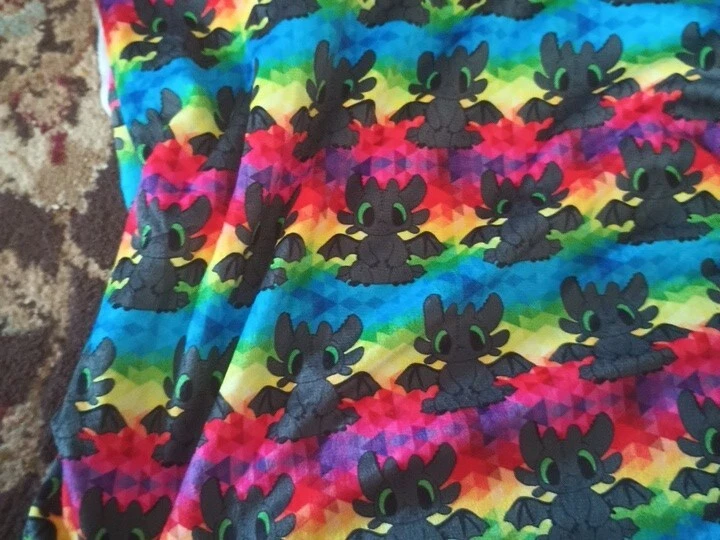 fabric black Rainbow Fractured Toothless Scales Knit Stretch Fabrics 60 W LOt - Image 1 of 4