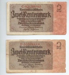 Pair of German 1937 2 Retenmark Banknotes - Picture 1 of 2
