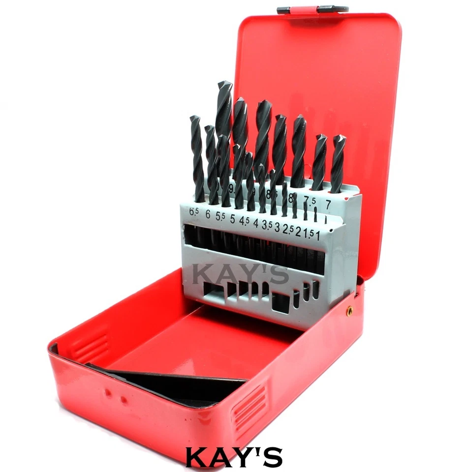 ADDAX Drill Bit Set 1mm-10mm HSS-R Roll Forged Jobber Drills In Metal Case 19 Piece