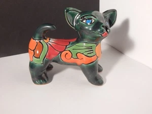 Talavera mexikanische Keramik Chihuahua Hund handbemalt Figur Jäger grün 6 Zoll - Bild 1 von 6