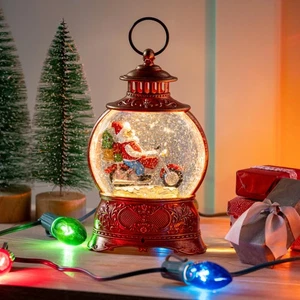 Weihnachten Urlaub LED Tischdeko Weihnachtsmann auf Motorrad Kunststoff Wasserlaterne, 10 - Bild 1 von 3