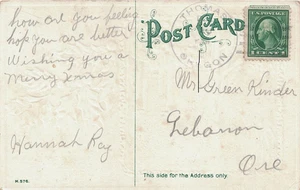 1914 Thomas, Oregon 4-bar Cancel on a Christmas Postcard -- DPO ~ - Picture 1 of 1