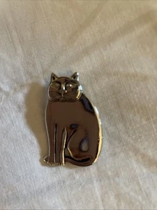 Vintage Laurel Burch Fat Cat Silver Tone Brooch Pin 1980s SIGNED - Picture 1 of 8