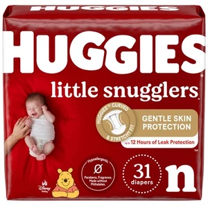 Pañales para recién nacidos Huggies Little Snugglers 31 unidades hipoalergénicos sin fugas - Imagen 1 de 15
