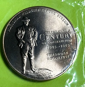 1903-2003 Theodore Roosevelt Bronze Century of Conservation Medal 35mm - Picture 1 of 2