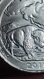 Error Quarter Yellowstone Wounded Bison DDO/DDR.WYOMING STATE 25c BU - Picture 1 of 7