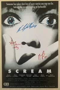 Neve Campbell Matthew Lillard Skeet Ulrich signiert Schrei 11x17 Foto Beckett - Bild 1 von 3